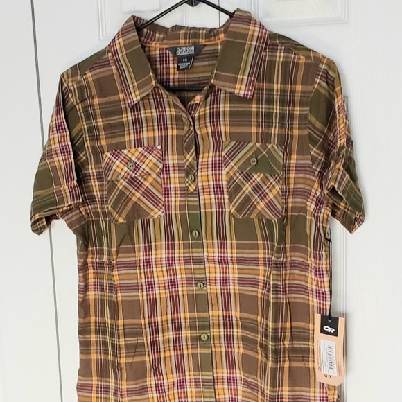 Outdoor Research Tops - NWT Outdoor Research Melino Button Up Rust Plaid L